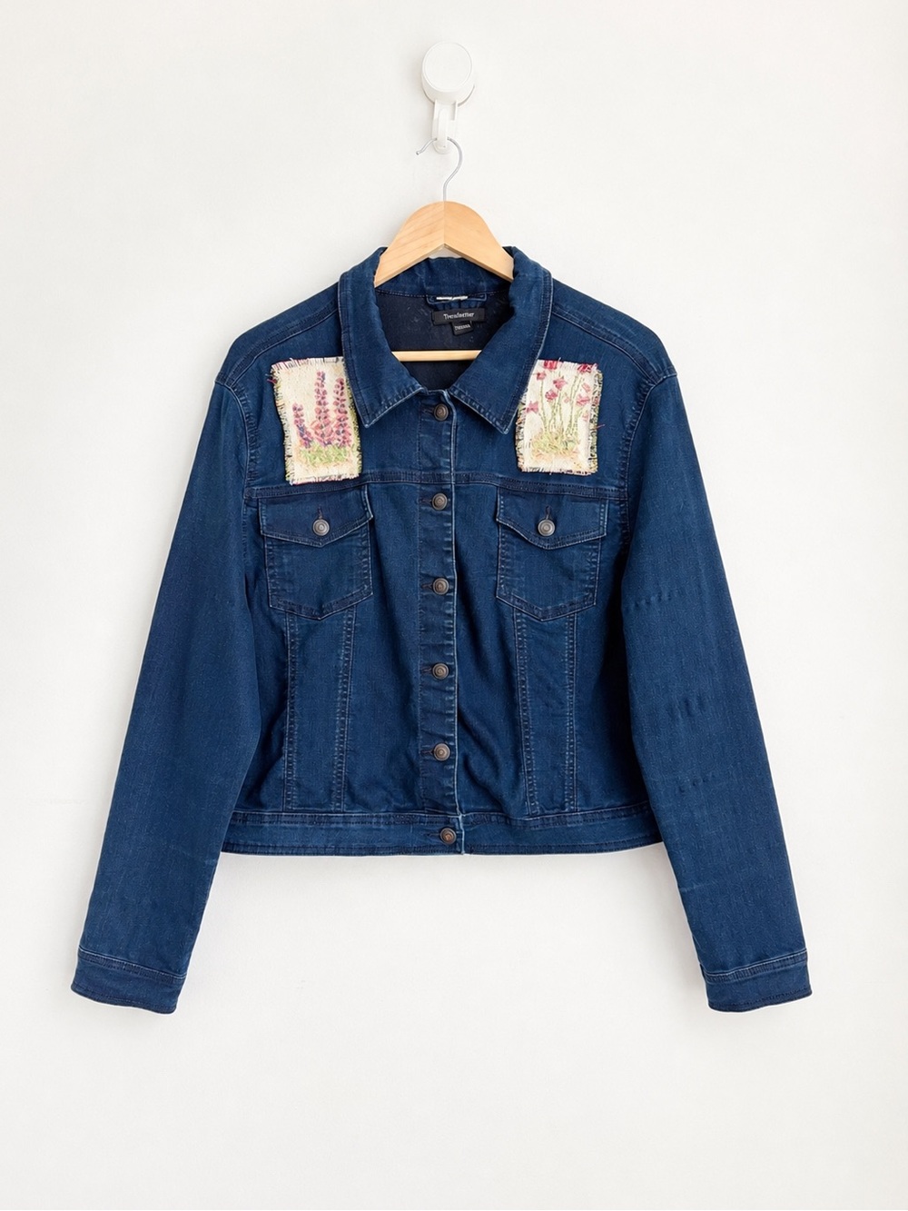 Floral Patchwork Denim Jacket Cottagecore XXL